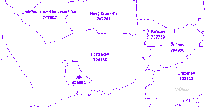 Katastrální mapa Postřekov
