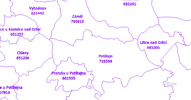 Katastrální mapa Potštejn