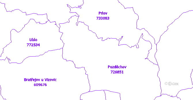 Katastrální mapa Pozděchov