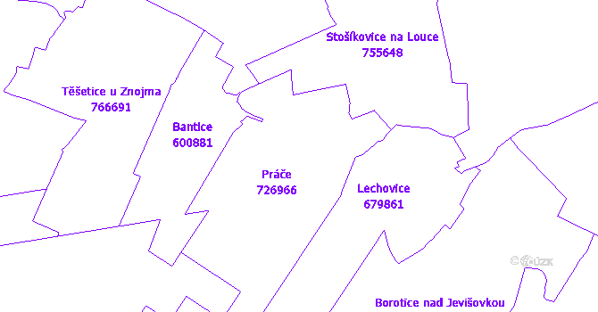 Katastrální mapa Práče