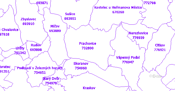 Katastrální mapa Prachovice