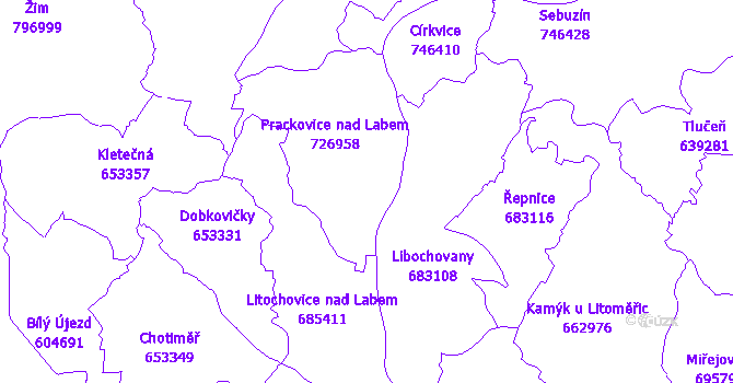 Katastrální mapa Prackovice nad Labem