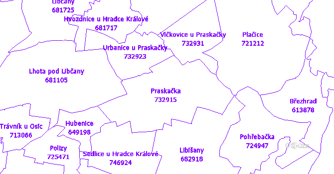 Katastrální mapa Praskačka