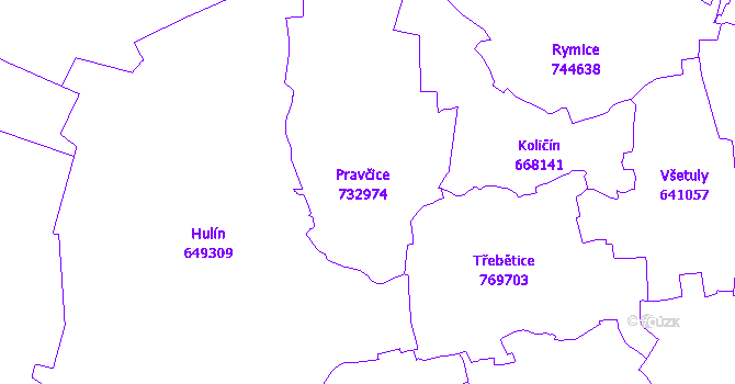 Katastrální mapa Pravčice
