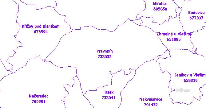 Katastrální mapa Pravonín
