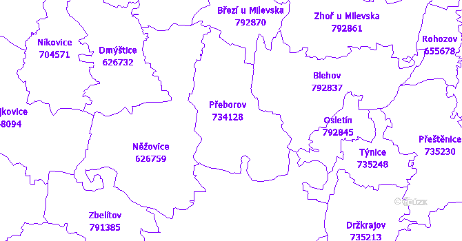 Katastrální mapa Přeborov