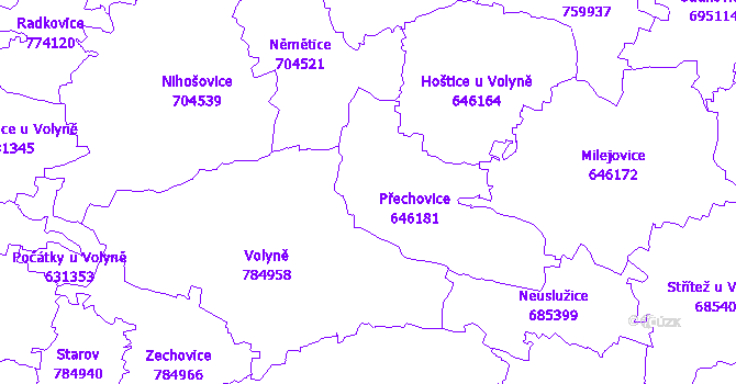 Katastrální mapa Přechovice