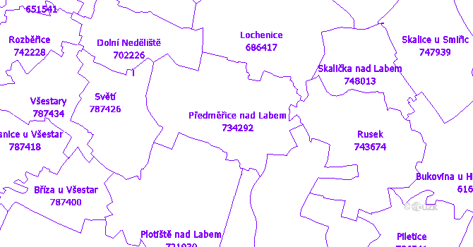 Katastrální mapa Předměřice nad Labem