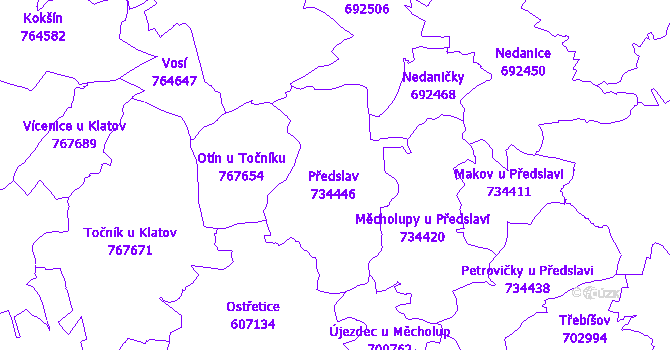 Katastrální mapa Předslav