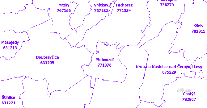 Katastrální mapa Přehvozdí