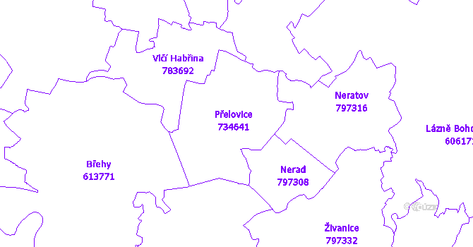 Katastrální mapa Přelovice