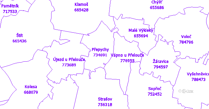 Katastrální mapa Přepychy