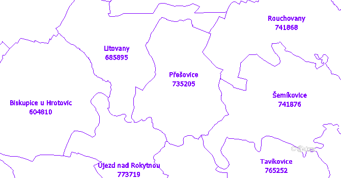Katastrální mapa Přešovice