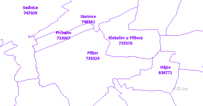 Katastrální mapa Příbor