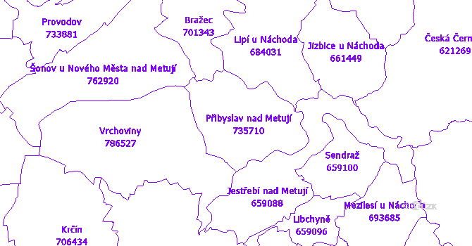 Katastrální mapa Přibyslav