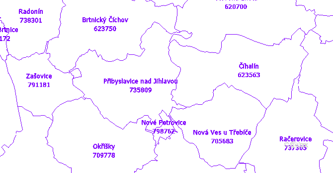 Katastrální mapa Přibyslavice