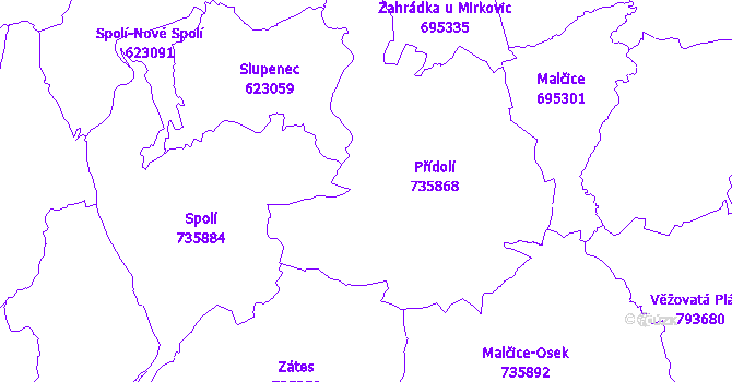 Katastrální mapa Přídolí
