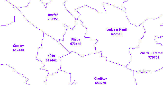 Katastrální mapa Příšov
