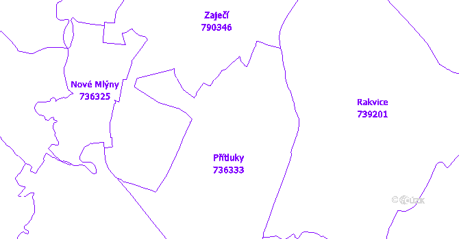 Katastrální mapa Přítluky