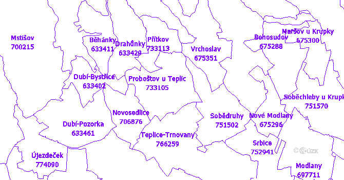 Katastrální mapa Proboštov