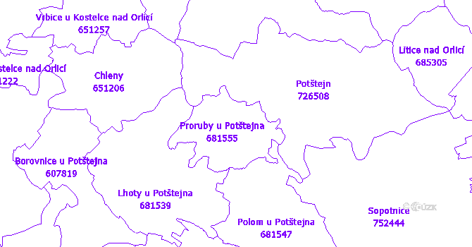 Katastrální mapa Proruby