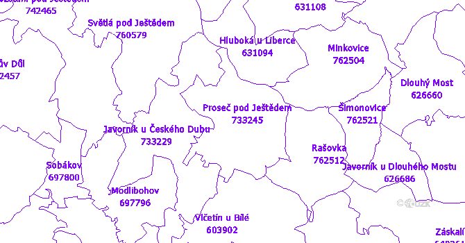 Katastrální mapa Proseč pod Ještědem