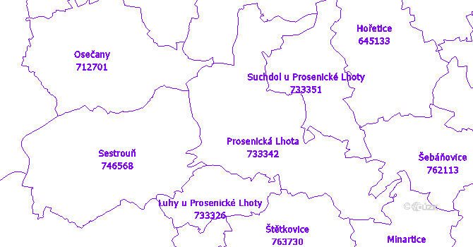 Katastrální mapa Prosenická Lhota