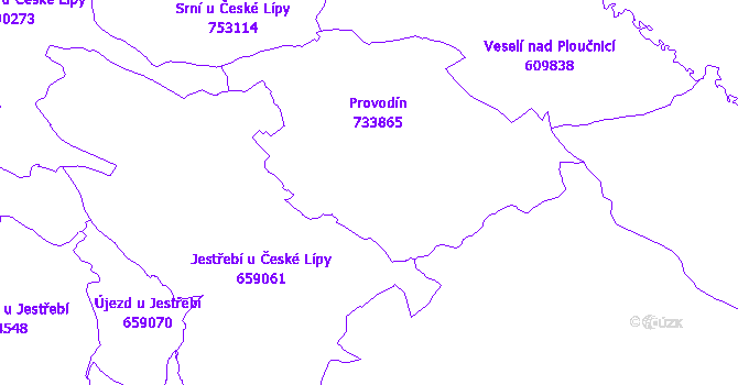 Katastrální mapa Provodín