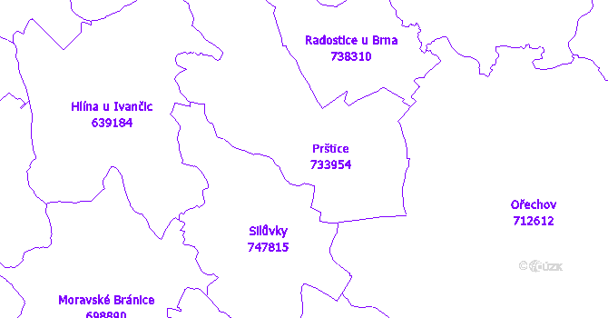 Katastrální mapa Prštice