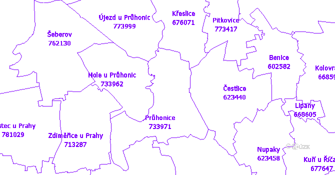 Katastrální mapa Průhonice
