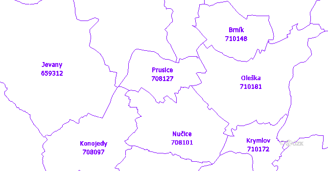 Katastrální mapa Prusice