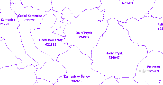 Katastrální mapa Prysk