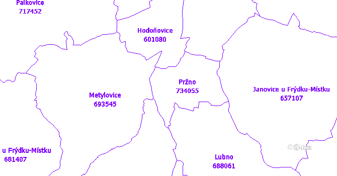 Katastrální mapa Pržno