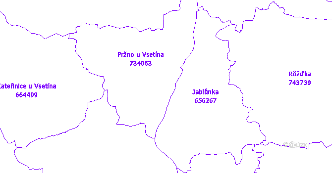 Katastrální mapa Pržno