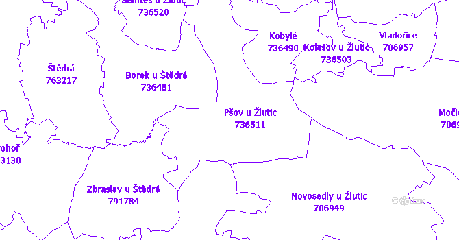 Katastrální mapa Pšov