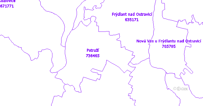 Katastrální mapa Pstruží