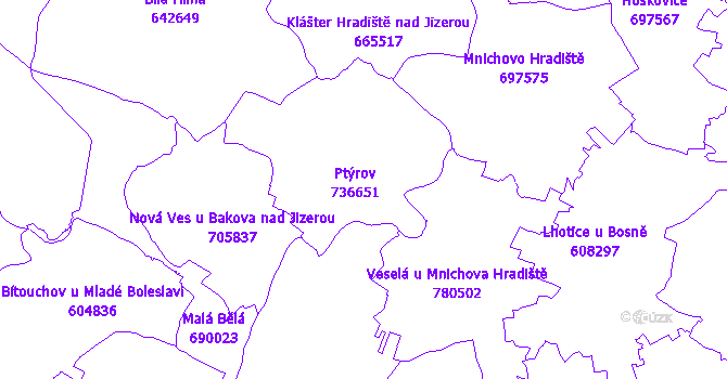 Katastrální mapa Ptýrov