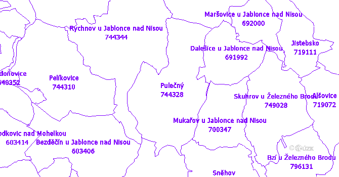 Katastrální mapa Pulečný