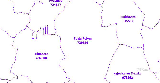 Katastrální mapa Pustá Polom