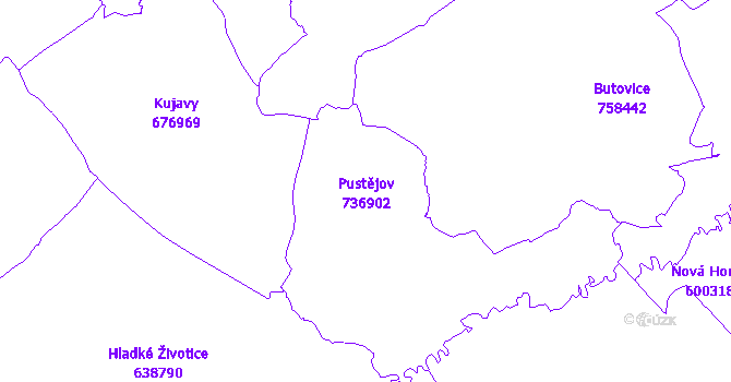 Katastrální mapa Pustějov