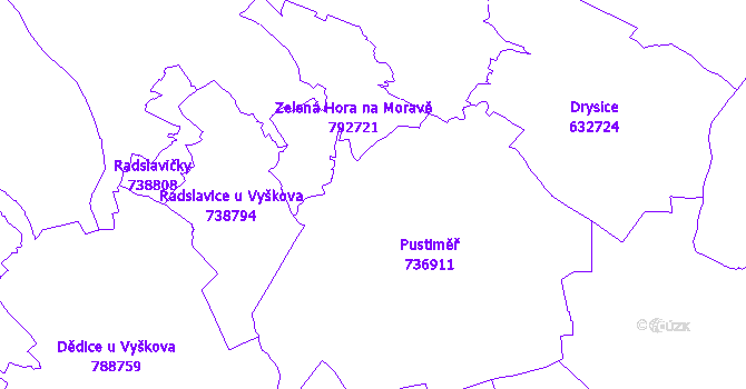 Katastrální mapa Pustiměř