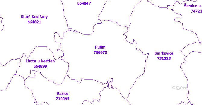 Katastrální mapa Putim