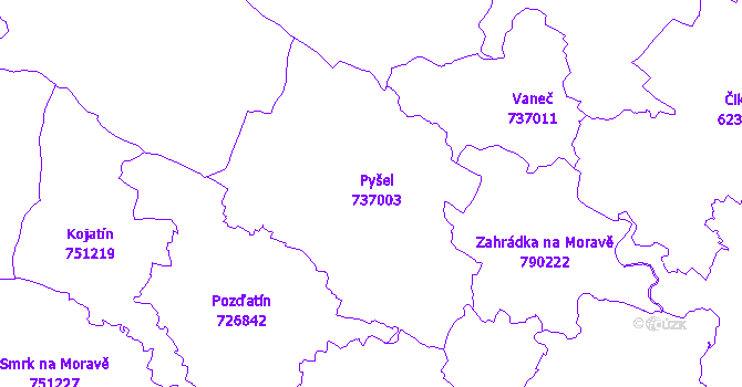 Katastrální mapa Pyšel