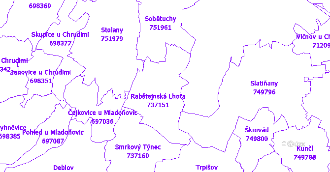 Katastrální mapa Rabštejnská Lhota