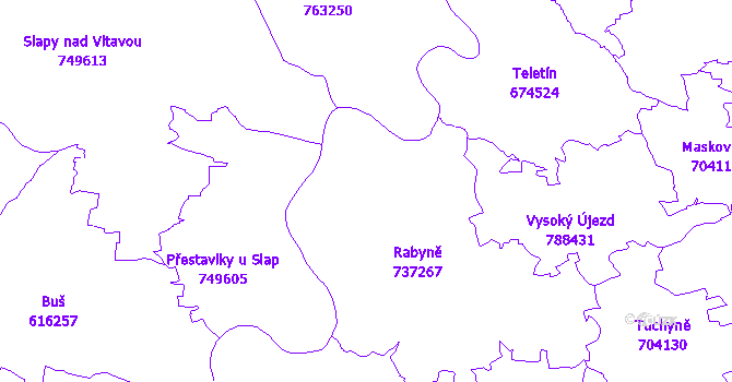 Katastrální mapa Rabyně