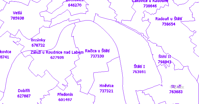 Katastrální mapa Račice