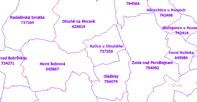 Katastrální mapa Račice