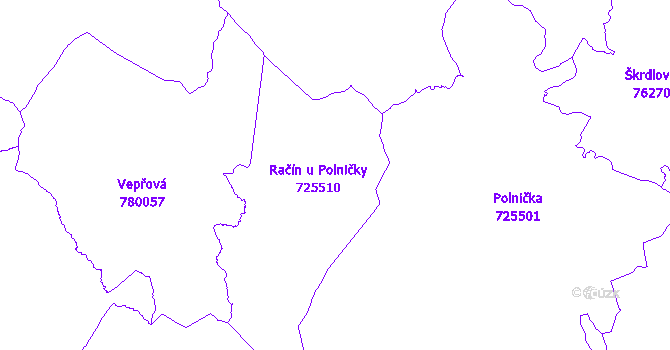 Katastrální mapa Račín