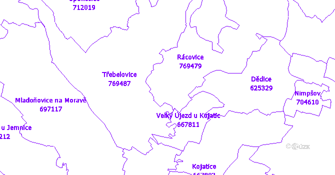 Katastrální mapa Rácovice