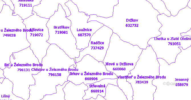 Katastrální mapa Radčice